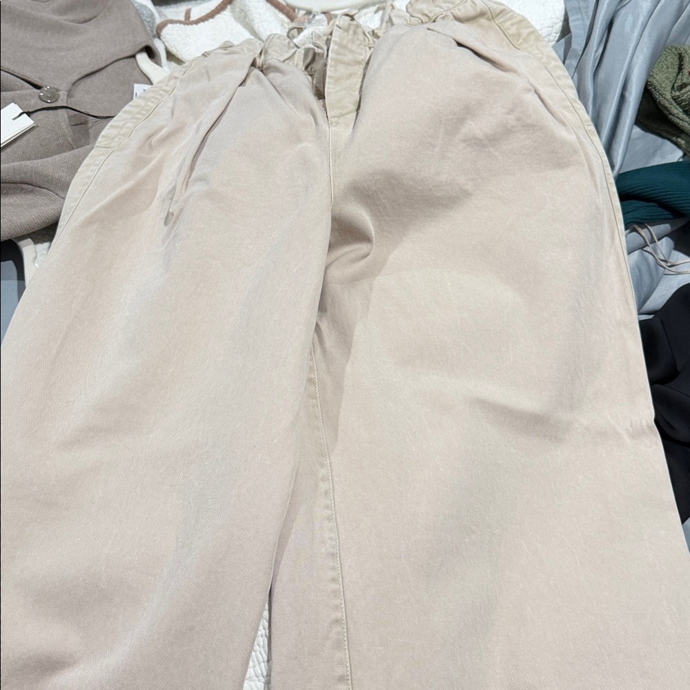 Beige High-Waisted Pants
